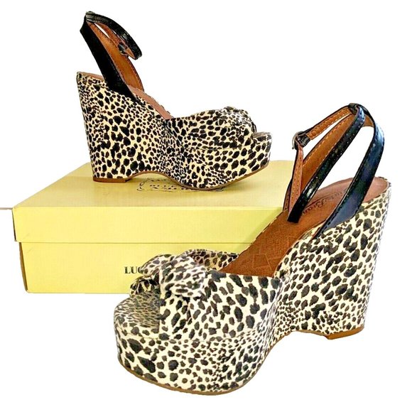 Lucky Brand Leopard Print Wedges - Picture 1 of 10